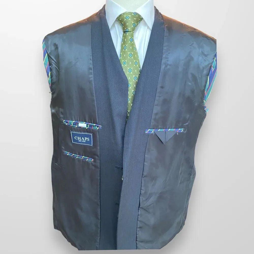 Chaps Men's Blazer 48R Dark Gray 2 Button‎ Wool Suit Jacket